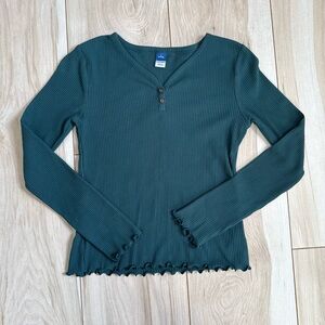 Old Navy Teal Ribbed Long Sleeve Tee